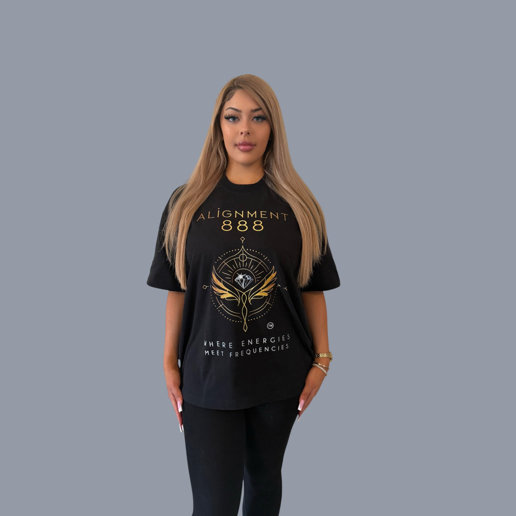 Black Cotton Tee – ALIGNMENT888 Core Logo