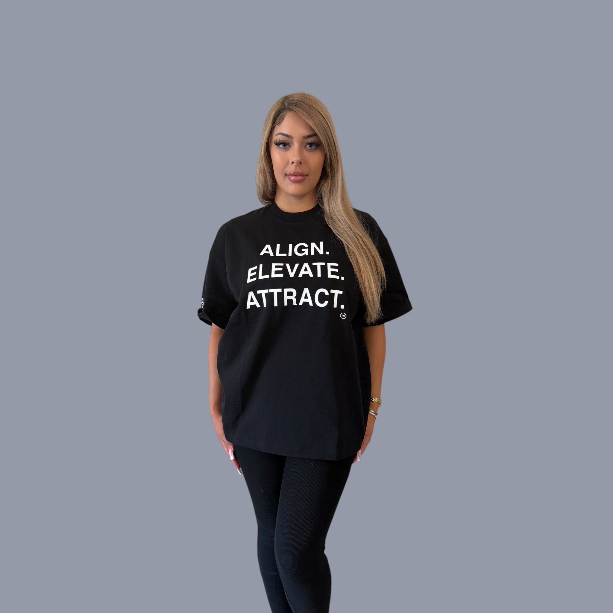 Black Cotton Tee – Align. Elevate. Attract. | ALIGNMENT888